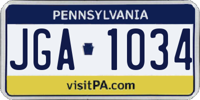 PA license plate JGA1034