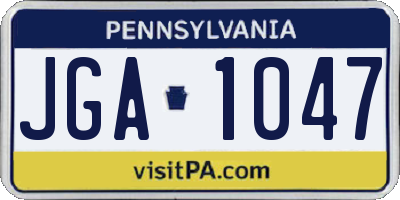 PA license plate JGA1047