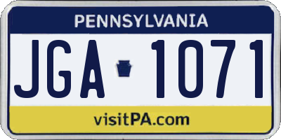 PA license plate JGA1071