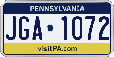 PA license plate JGA1072