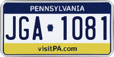 PA license plate JGA1081