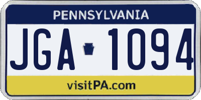 PA license plate JGA1094