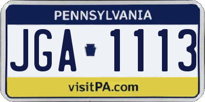 PA license plate JGA1113