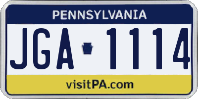 PA license plate JGA1114