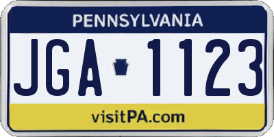 PA license plate JGA1123