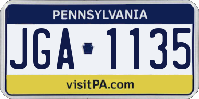 PA license plate JGA1135