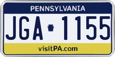 PA license plate JGA1155