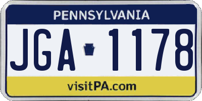 PA license plate JGA1178