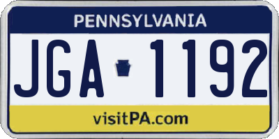 PA license plate JGA1192