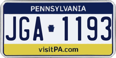 PA license plate JGA1193