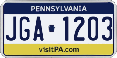 PA license plate JGA1203