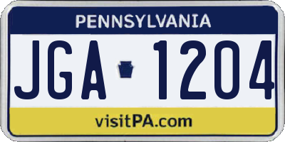 PA license plate JGA1204