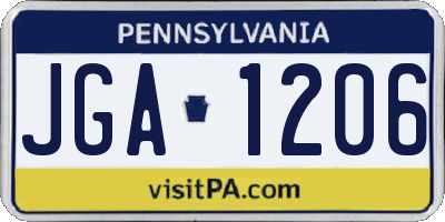 PA license plate JGA1206