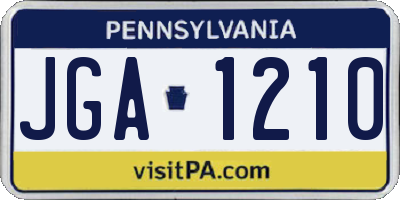 PA license plate JGA1210