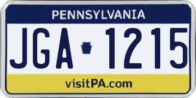 PA license plate JGA1215
