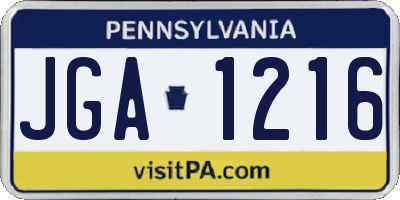 PA license plate JGA1216