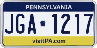 PA license plate JGA1217