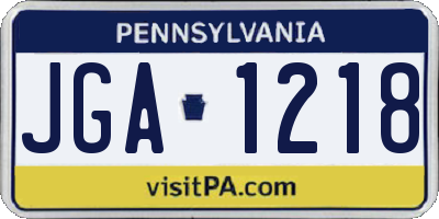 PA license plate JGA1218