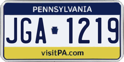 PA license plate JGA1219