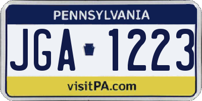 PA license plate JGA1223