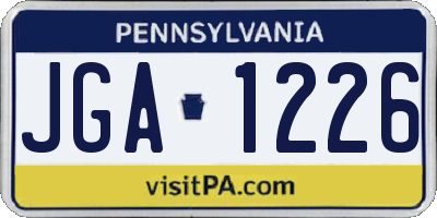 PA license plate JGA1226