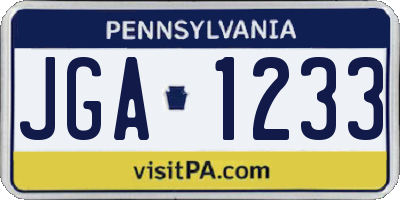 PA license plate JGA1233