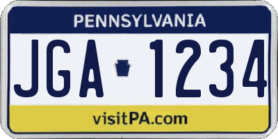PA license plate JGA1234