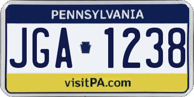 PA license plate JGA1238