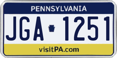 PA license plate JGA1251