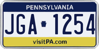 PA license plate JGA1254