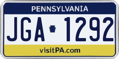 PA license plate JGA1292