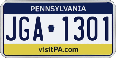 PA license plate JGA1301