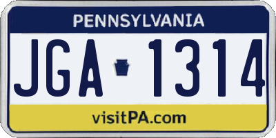PA license plate JGA1314
