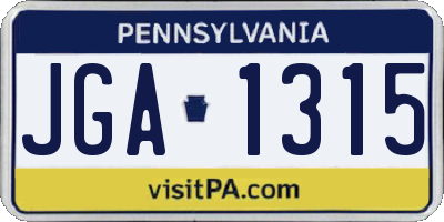 PA license plate JGA1315