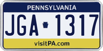PA license plate JGA1317