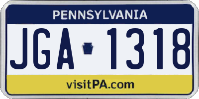 PA license plate JGA1318