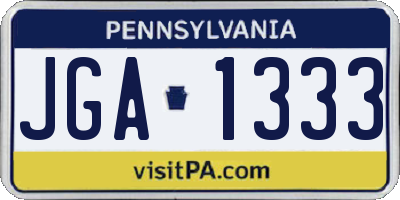 PA license plate JGA1333