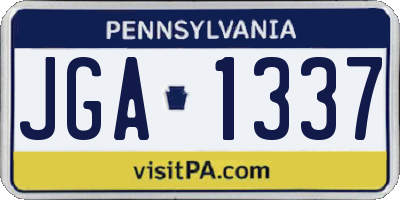 PA license plate JGA1337