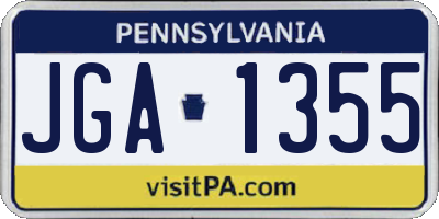 PA license plate JGA1355