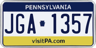 PA license plate JGA1357