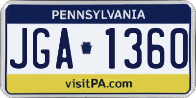 PA license plate JGA1360