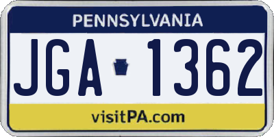 PA license plate JGA1362