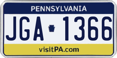 PA license plate JGA1366