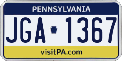 PA license plate JGA1367