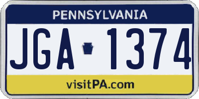 PA license plate JGA1374