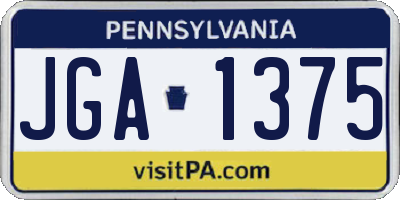 PA license plate JGA1375