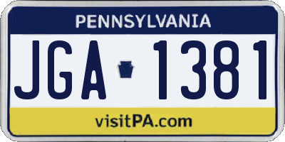 PA license plate JGA1381