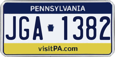 PA license plate JGA1382