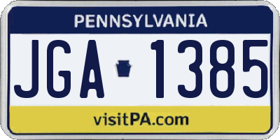 PA license plate JGA1385