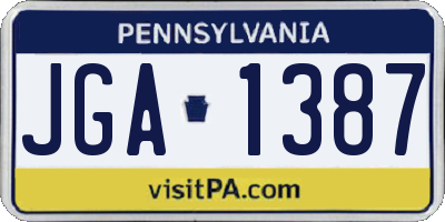 PA license plate JGA1387
